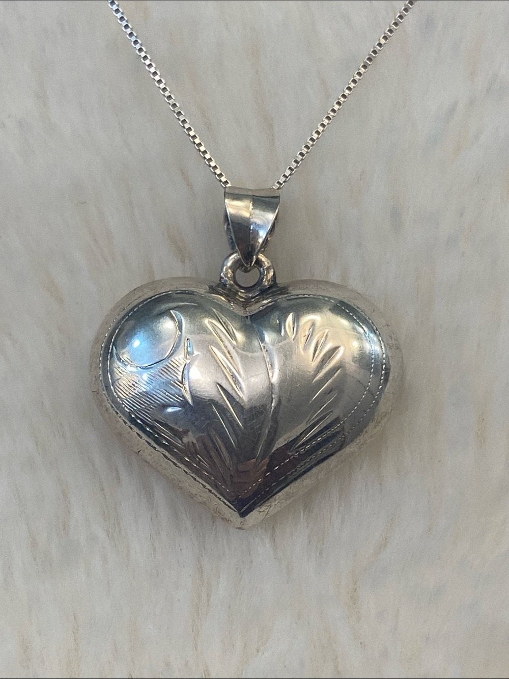 Engraved Puff Heart Pendant